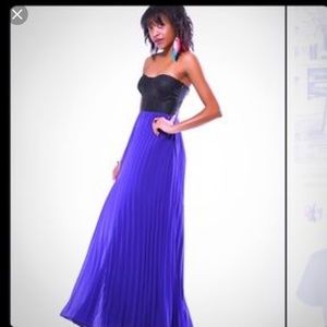 Ark & Co. Black and Violet pleaded maxi dress.